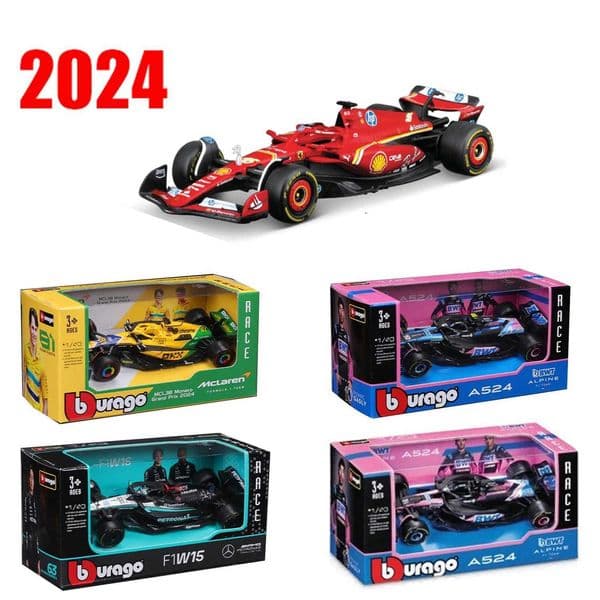 New 2024 Bburago F1 1 43 Bwt Alpine A524 Two Color Blue Pink Alloy Miniature Diecast Model #10 #31 Formula Car Model Toys Gift Z250724