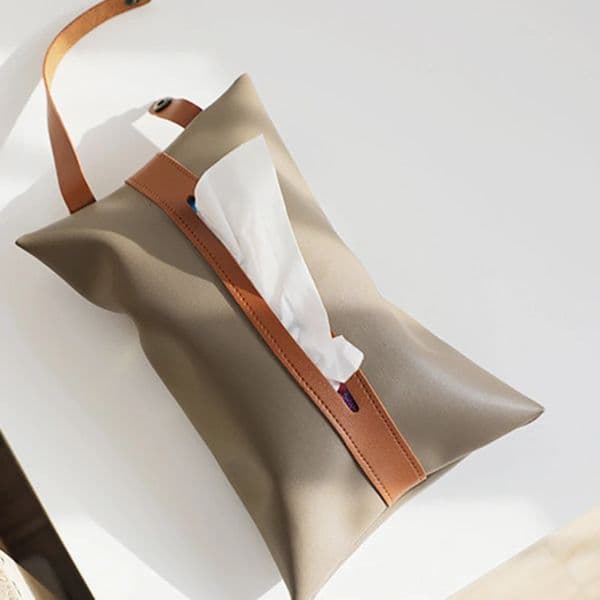 Hanging Tissue Holder PU Napkin MultiUse Car Backseat Purse Buckle Zipper Closure For Auto Vehicle Home 250715