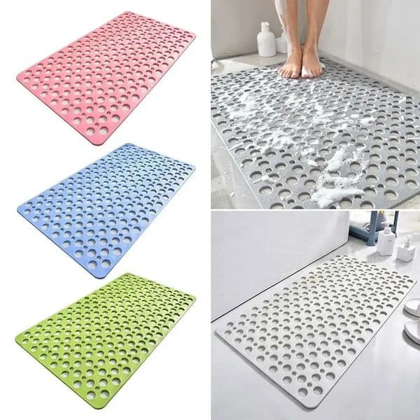 Slip Anti Mould Rubber Anti Slip Bath Mat with Drain Holes Machine Washable Antibacterial Resistant Shower Mat for Shower or Tub 250725