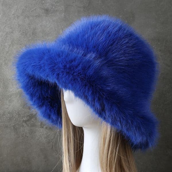 Big Fluffy Faux Fur Bucket Hat for Women Plush Fisherman Hat Warm Winter Hat Thickened Cold Snowy Day Panama Cap y2k 250724