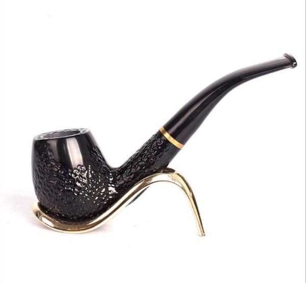 Solid wood craft gifts pipe, smooth surface, ring decoration, sandalwood curved hammer, old-fashioned smoking set.
