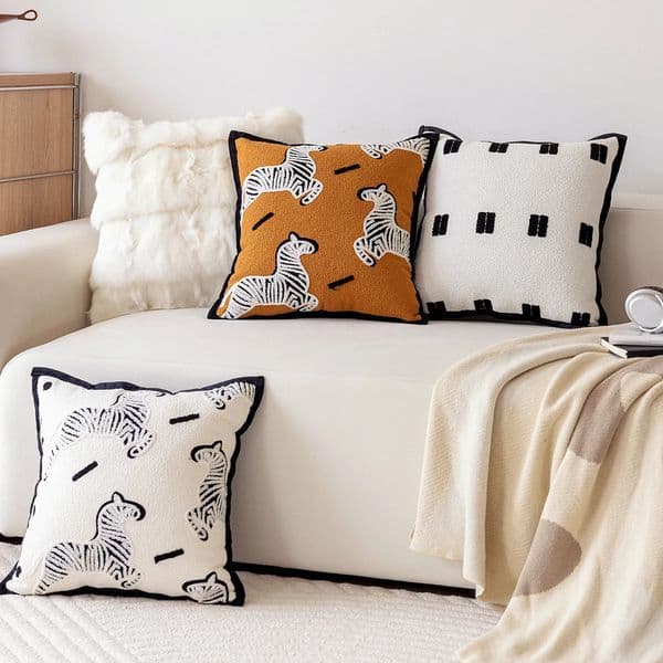 French light luxury sofa Cushion Cover modern simple model room decorative pillow bedside cushion bed back pillowcase 250715