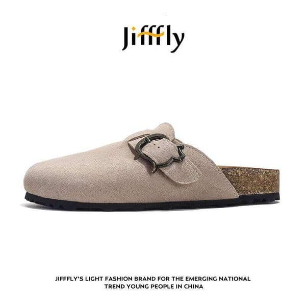 Jifffly Birkenstock Shoes for Women 2025 Summer New Style Outdoor Slip-On Thick Sole Full Cover Toe Half Slippers