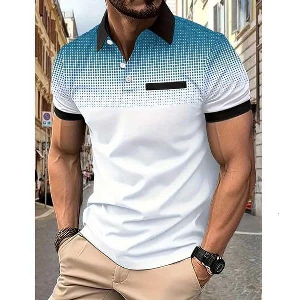New Summer Men Clothes Short Sleeve Fashion Slim Fit 100% Polyester Polo Shirt Men Business Casual Lapel Golf Polo Shirt XJ250725