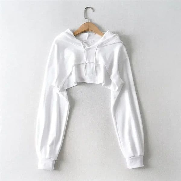 Hoodie Female Personality Irregular Crop Ultra Short Style Long Sleeve Top Drop Sweatshirt Y2k Clothes 250725