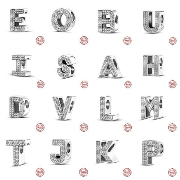 New 925 Silver The 26 Single-sided Full Drilling Letter L O V E D Charm Bead Fits Original Bracelet DIY Women Jewelry XJ250726