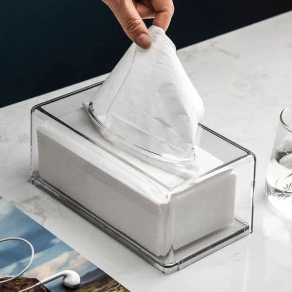 Acrylic Clear Tissue Box Cover Rectangular Napkin Dispenser Office Paper Holder 250725BJ