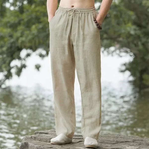 Mens Beach Pants Joggers Streetwear Cotton Linen Sweatpants Casual Hawaiian Vacation Loose Summer Long 250724BANJIA