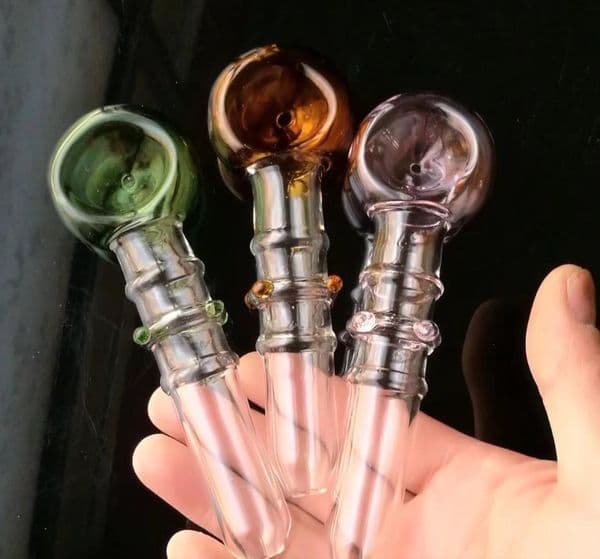 Hookahs Three rounds of coloured pipe Wholesale Glass Bongs Accessories, Glass Water