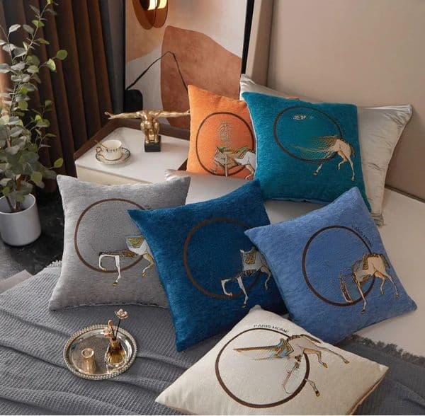 designer Pillowcase Home Living Room Sofa Case Embroidered Horse Cushion Cover Square Throw Pillowcase