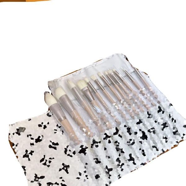 Designer White Classic Letter Brush Soft Brush Makeup Tool 12 Pieces With Storage Bag Brown Box Girl's Valentine's Day Birthday Gift 12545