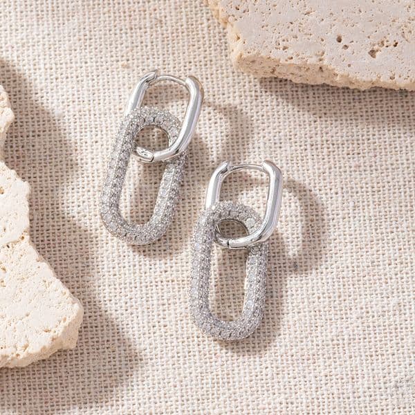 HOT Geometric Square Zircon Simple Elegant Workplace Style Personality Ear Cuff Earrings for Women