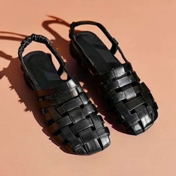 2025 New Designer Sandals For Spring And Summer Outdoor Beach Square-Toed Chunk-Heeled Sandals, Low-Heeled Cowhide Fashionable Women's Shoes 5-13P