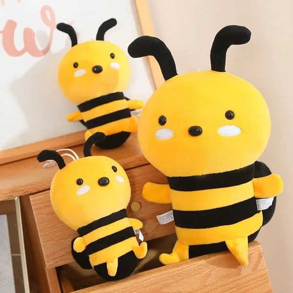 2 size cute cartoon bee plush toy with chubby filling cute bee pendant doll Kawaii decoration for windows/doors/cars fun gifts W250407