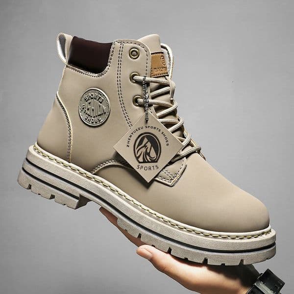 Men Shoes Fashion Motorcycle Boot Waterproof Leather Boots Spring LaceUp Platform High Top for Botas Hombre 250725BANJIA