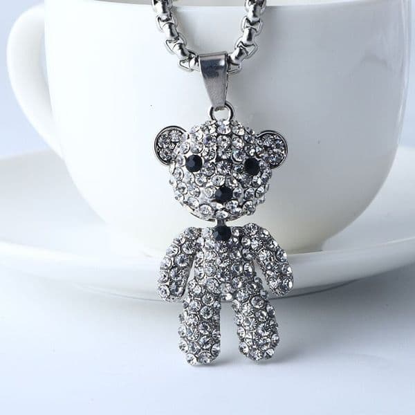 Korean Fashion Versatile Shiny Playful Trend Hip-Hop Internet Celebrity Bear Sweater Chain Personality Ins Style Necklace For Women