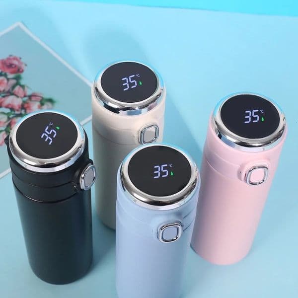 1Pc 400ML Smart Thermos Stainless Steel Water Bottle Led Digital Temperature Display Coffee Thermal Mugs Intelligent Insulation 250725BJ