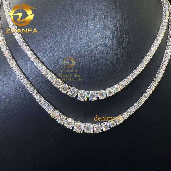 Fashion Women Female Gift Jewelry VVS Moissanite Sterling Sier Hip Hop Cluster Tennis Chain Necklace