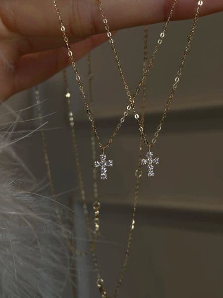 Choucong Brand Cross Pendant Vintage Jewelry Genuine 100% S925 Sterling Silver Round Cut White Lab Moissanite Diamond Party Women Clavicle Necklace Gift
