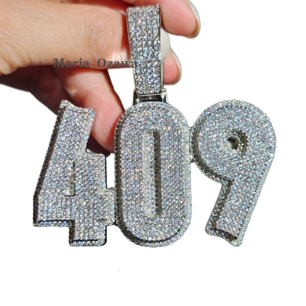 925 Silver Chain Necklace White Gold Plated VVS Moissanite Fashion Jewelry Mossanite Pendant Style Inspired Iced Credit Pendant