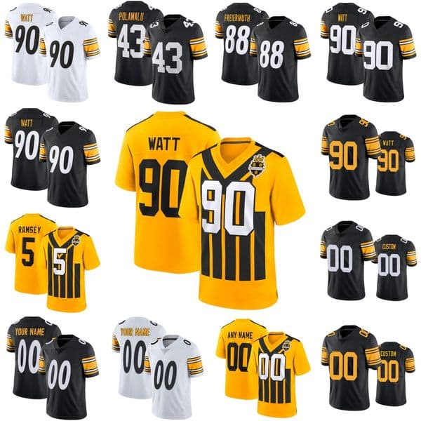 4 DK Metcalf TJ Watt Football Jersey Aaron Rodgers Joey Porter Jr Chris Boswell Troy Polamalu Will Howard Jaylen Warren Patrick Queen Jerome Bettis Pat