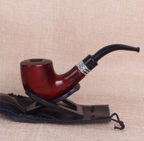 Manufacturers wholesale and direct sales of genuine solid wood carved pipe to send pipe accessories high-end temperament men's pipe