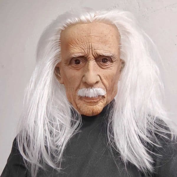 Realistic Full Head Latex Mask with Beard for Men Long White Hair Halloween Costume Party Prop Old Man Cosplay Headgear M250728