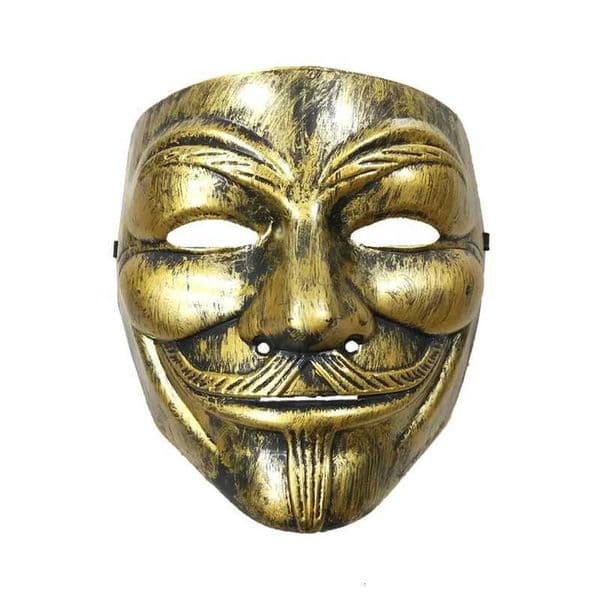 5 For Vendetta Mask Killer Guy Fawkes Bronze Gold Masks Halloween Masquerade Silver Mask Movie Cosplay Masques Supplies XJ250728