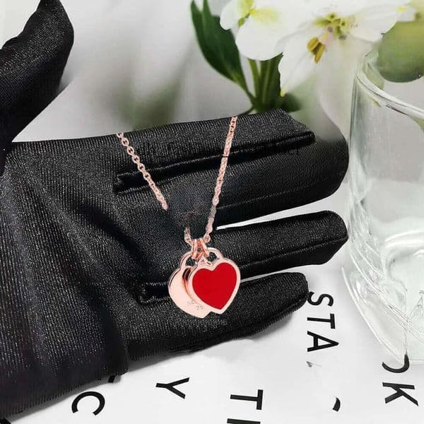 return necklaces 925 womens heart necklace designer jewellery chains pendant steel charm anniversary gift for women gold plat dfa