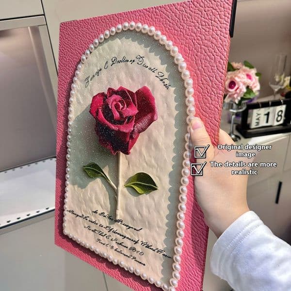 Designer Luxury Rose Flower Decoration Painting High-Grade Desktop Chest Of Drawers Dressing Table Painting Cream Style Living Room Bedroom Hanging Painting