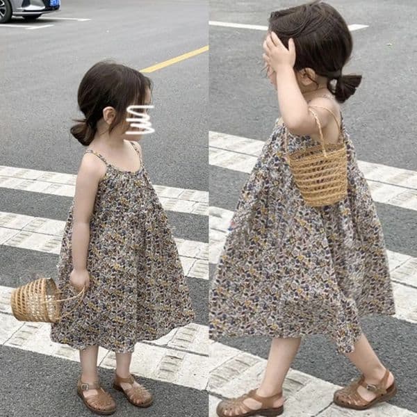 Girls Casual Dresses Floral Print Halter Dress Princess Dress for Girls Kids Clothes Summer Dress Toddler Girl Clothes