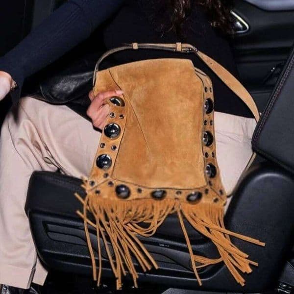 Women's Bags Designer Women's Bags Designer Vintage Faux Suede Messenge Bags Fo Women Designe Handbag Puses New In Rivet Tim Tassel Small Undeam