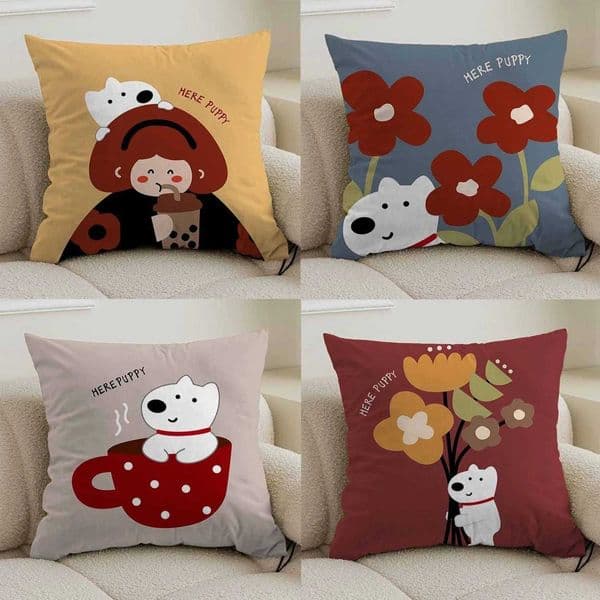 Cartoon Animal Pillow Cover Sofa Living Room Cushion Cover Office Waist Pillow Bedside Square Pillowcase Removable and Washable Z250729