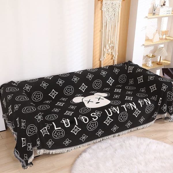 2026 Designer Blanket Non Slip Sectional Covers Luxury Cat Scratch Resistant Slipcover For Furniture Bed Couch Sofa Large Sizeb Black Flower