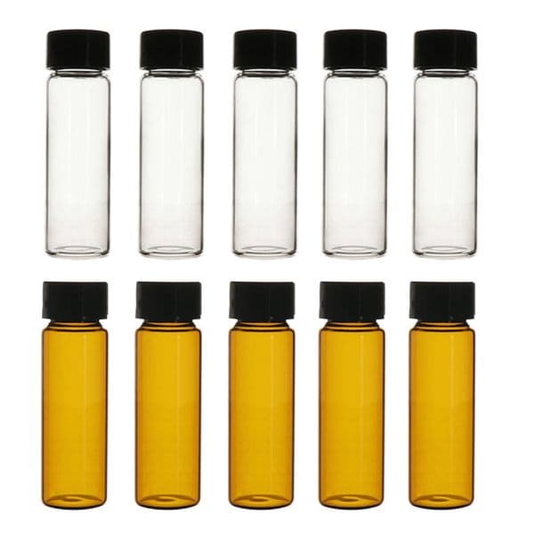 2 Dram Glass Vials, Small Liquid Sample Vial,16x63mm 8ml Borosilicate Glass Empty Vials with Caps, Leak-Proof Vial Sealed Sample Vials