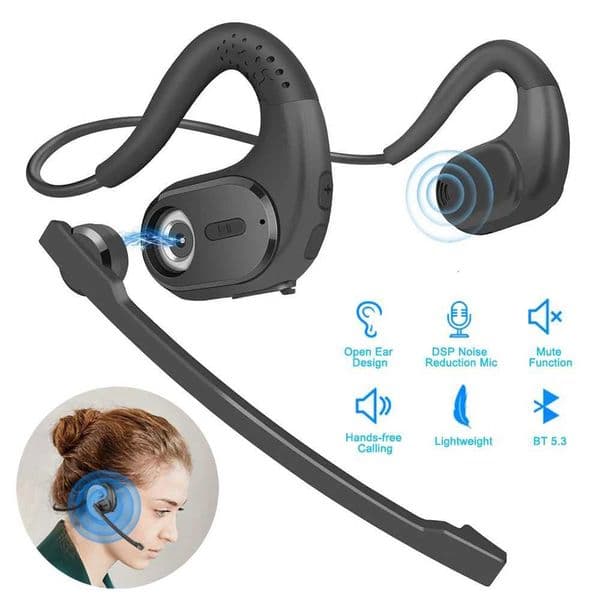 Headsets with Microphone Wireless Headphones Detachable Mute Button Open Ear Earphones R250728