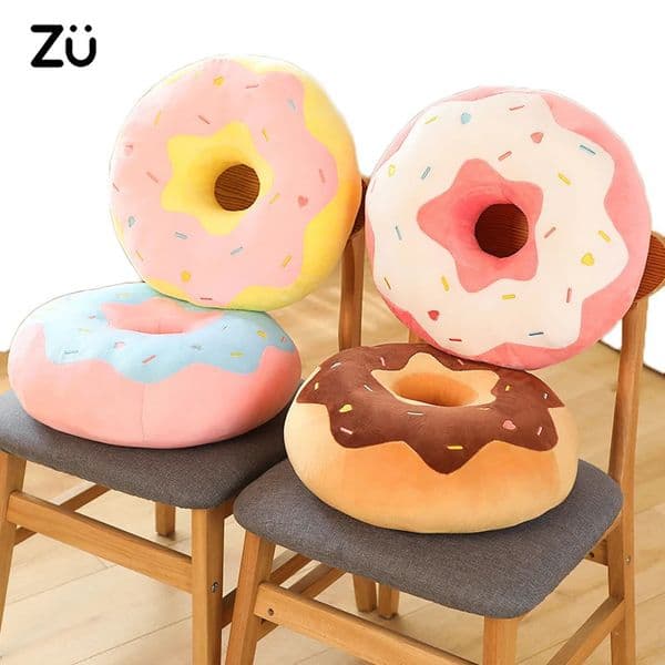 ZU 38cm Sweet Buns Donut Soft Toy Stuffed Cream Doughnut Plush Pillow Simulation Food Sofa Chair Cushion Kids Girl Gift 250729