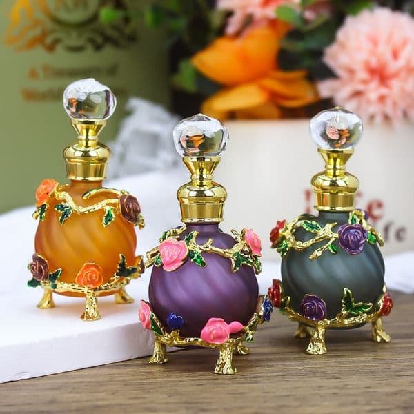 15ml Empty Luxury Flower Crystal essential oil bottle painted perfume bottle Dubai