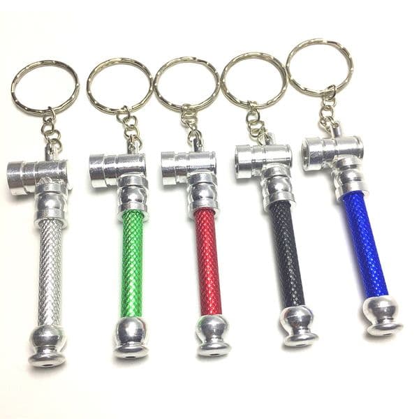 Metal Smoking Pipe keychain Mini Straight Pipe Household Smoking Accessories 7 Colors