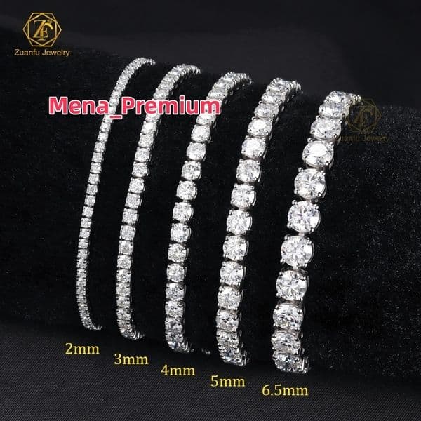 Gold Plated Tennis Bracelet with D VVS Moissanite 2mm-6.5mm Sizes 925 Sterling Silver for Children Gift Geometric Design