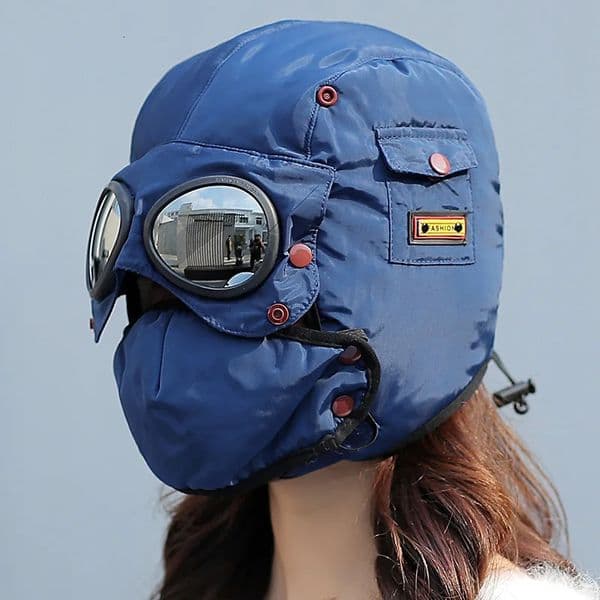 Winter Bomber Hat Adult s Windproof Hood Pilot Hats with Mask Glasses Warm Earflap Cap Russian Ushanka Hats Balaclava 250724