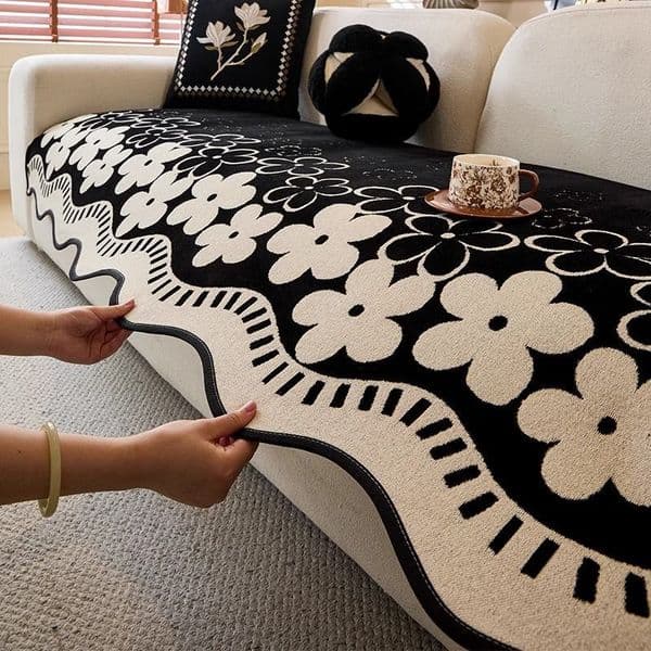 Designer Sofa Covers Blanket Non-Slip Sectional Couch Covers Luxury L Shape Resistant Sofa Slipcover for Furniture Bed Couch Sofa Large Size Green Flower