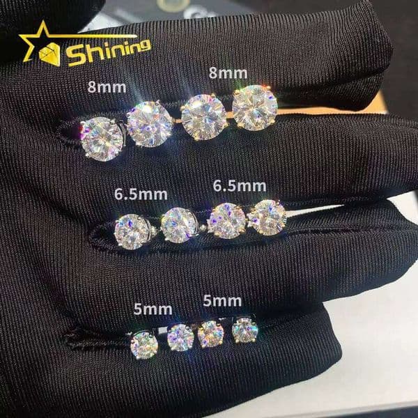 Ready to Ship Sterling Sier Cherry Blossom Cut Moissanite Earrings Women Fashion VVS Round Shape Dia Ear Studs