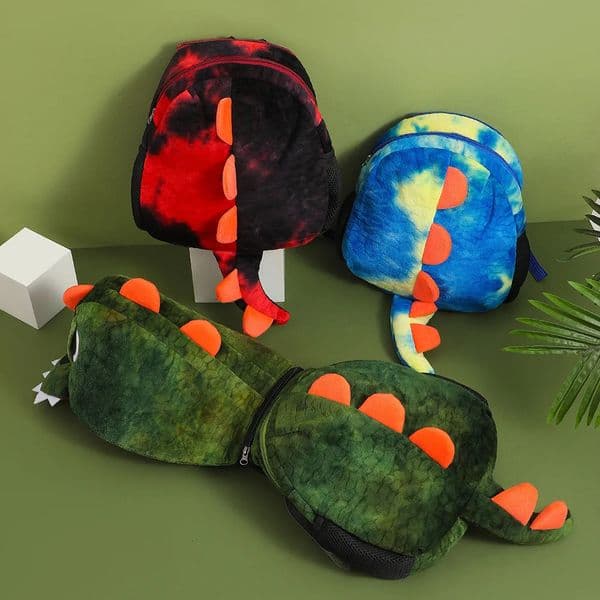 Creative Cartoon Dinosaur Backpack For Kids Kindergarten Hooded Plush School Bag Cute Backpack For Boys And Girls Traveling 250730