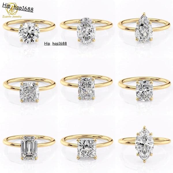10k 14k 18k Gold Cvd D VVS VS Lab Grown Diamond Ring1ct 2ct Round Oval Cushion 4prong Lab Grown Diamond Ring with IGI Certified