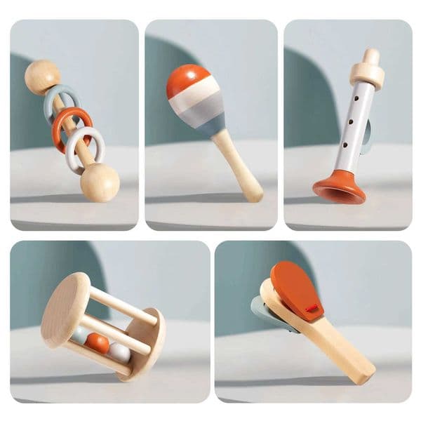 Baby Handheld Bell Ringing Instrument Early Childhood Education Soothing Bed Bell Wooden Gripping Chewing Toy Baby Gift X2507301