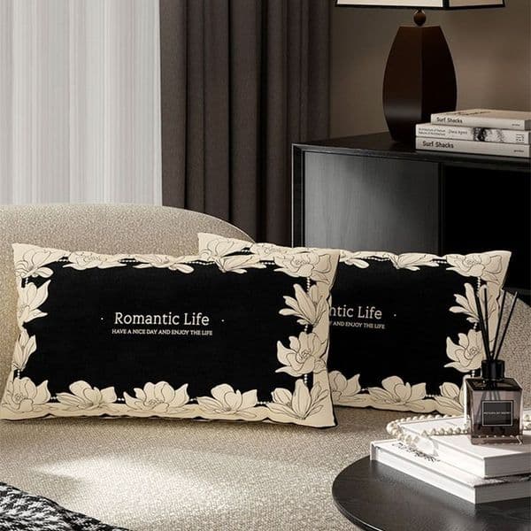 Luxury Designer Black French detachable cover sofa living room long bed head sleeping back cushion Y260525