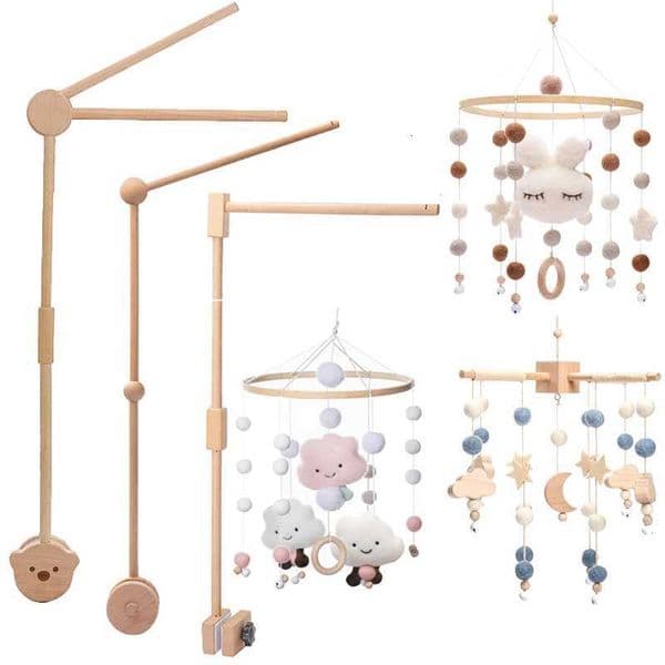 Baby Crib Mobiles Rattles Music Educational Toys Bed Bell Newborn Mobile Bed Bell Bracket Baby Toys Wooden Bed Bell Accessories X250730