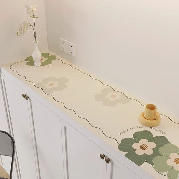 Entryway Table Waterproof Oil-proof Wash-free Cream Style Leather Sideboard TV Cabinet Countertop Protection Mat