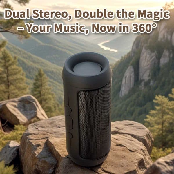Portable Outdoor Wireless Speaker with Dual Drivers Stereo Bass Boost TF/USB/FM Voice Broadcasting for Travel Camping XJ250731